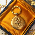 Antique 14K Yellow Gold Morning Glory High Relief  Watch Fob Pendant