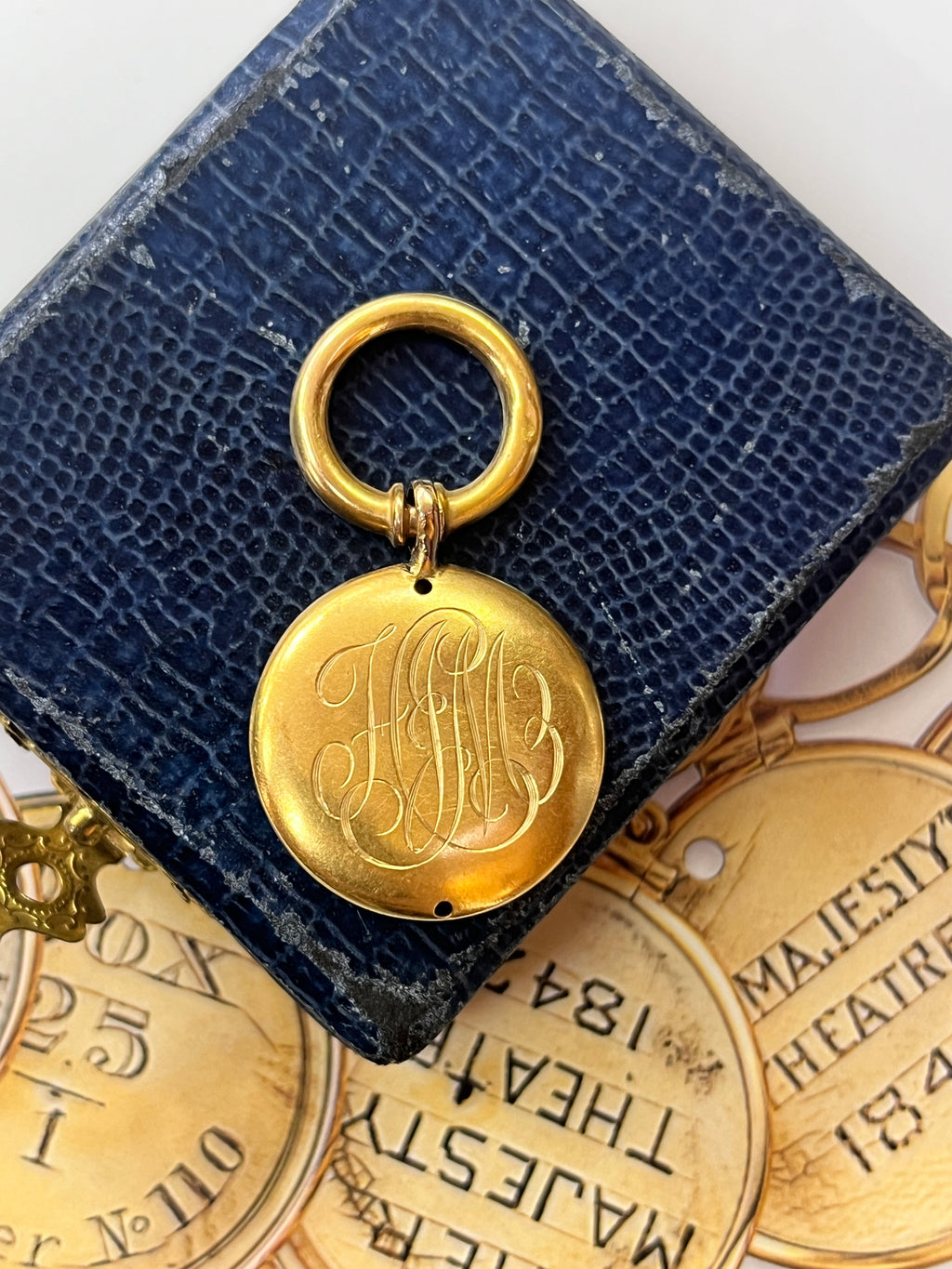 Antique 14K Yellow Gold Morning Glory High Relief  Watch Fob Pendant
