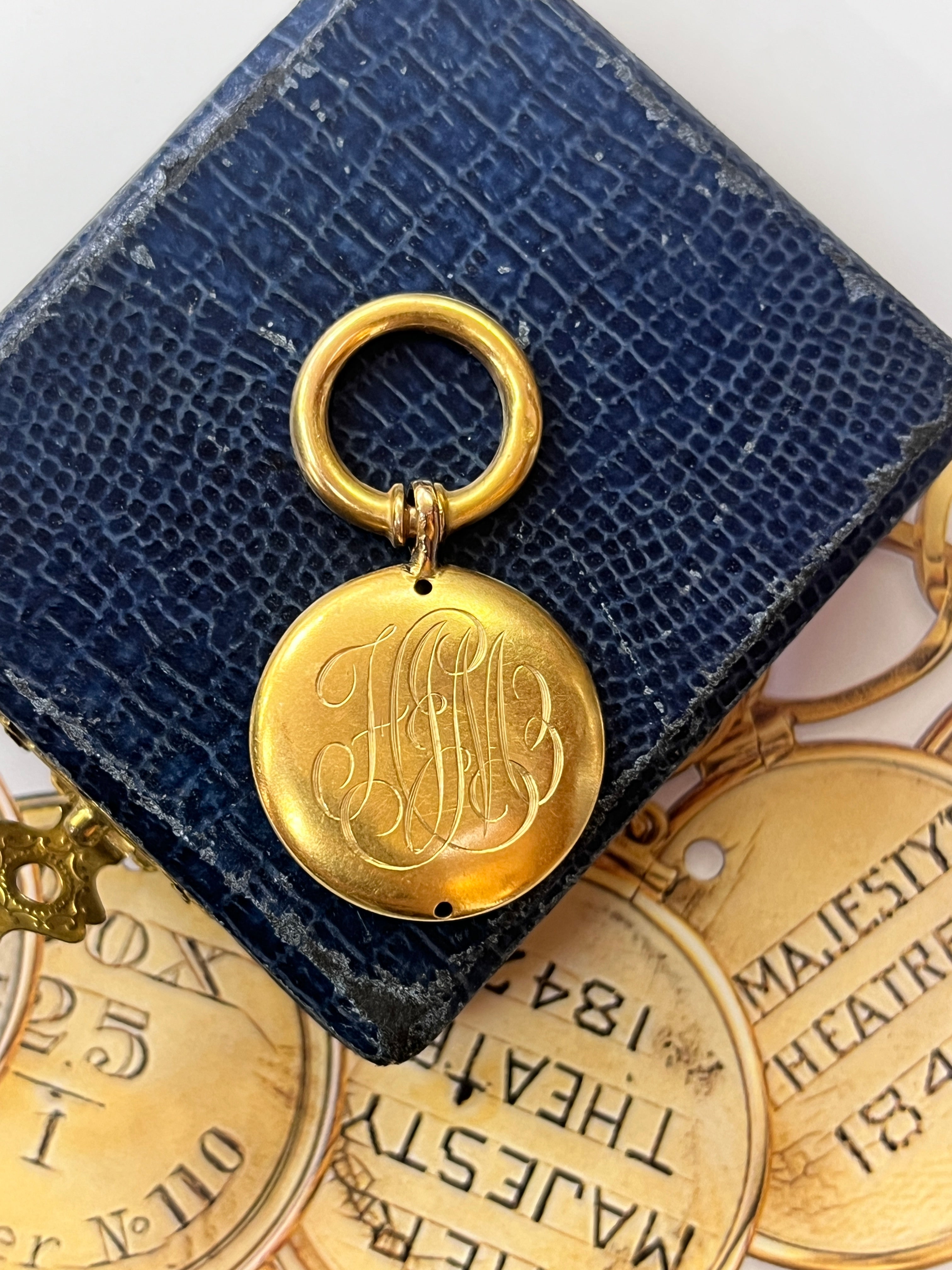 Antique 14K Yellow Gold Morning Glory High Relief  Watch Fob Pendant
