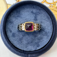 Load image into Gallery viewer, Vintage 18K Two Tone Rhodolite Garnet and Diamond Ring
