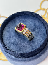 Load image into Gallery viewer, Vintage 18K Two Tone Rhodolite Garnet and Diamond Ring
