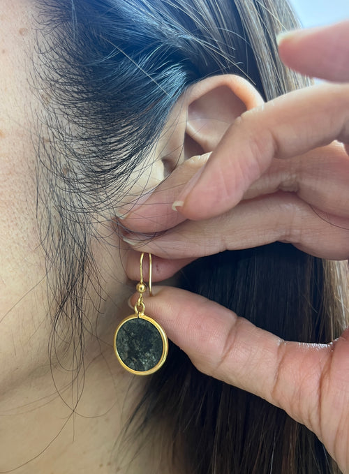 Vintage 18K Yellow Gold Ancient Coin Dangling Earrings