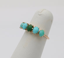 Load image into Gallery viewer, Vintage 14K Yellow Gold  Turquoise 5 stones ring
