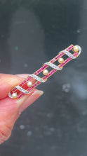 Load image into Gallery viewer, Vintage French 18K Yellow Gold &amp; Platinum Ruby, Diamond and Pearl Bar Pin
