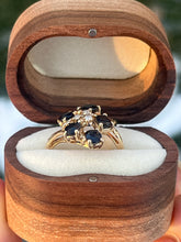 Load image into Gallery viewer, Vintage 14K Yellow Gold Sapphire &amp; Diamond Cluster Ring
