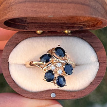 Load image into Gallery viewer, Vintage 14K Yellow Gold Sapphire &amp; Diamond Cluster Ring
