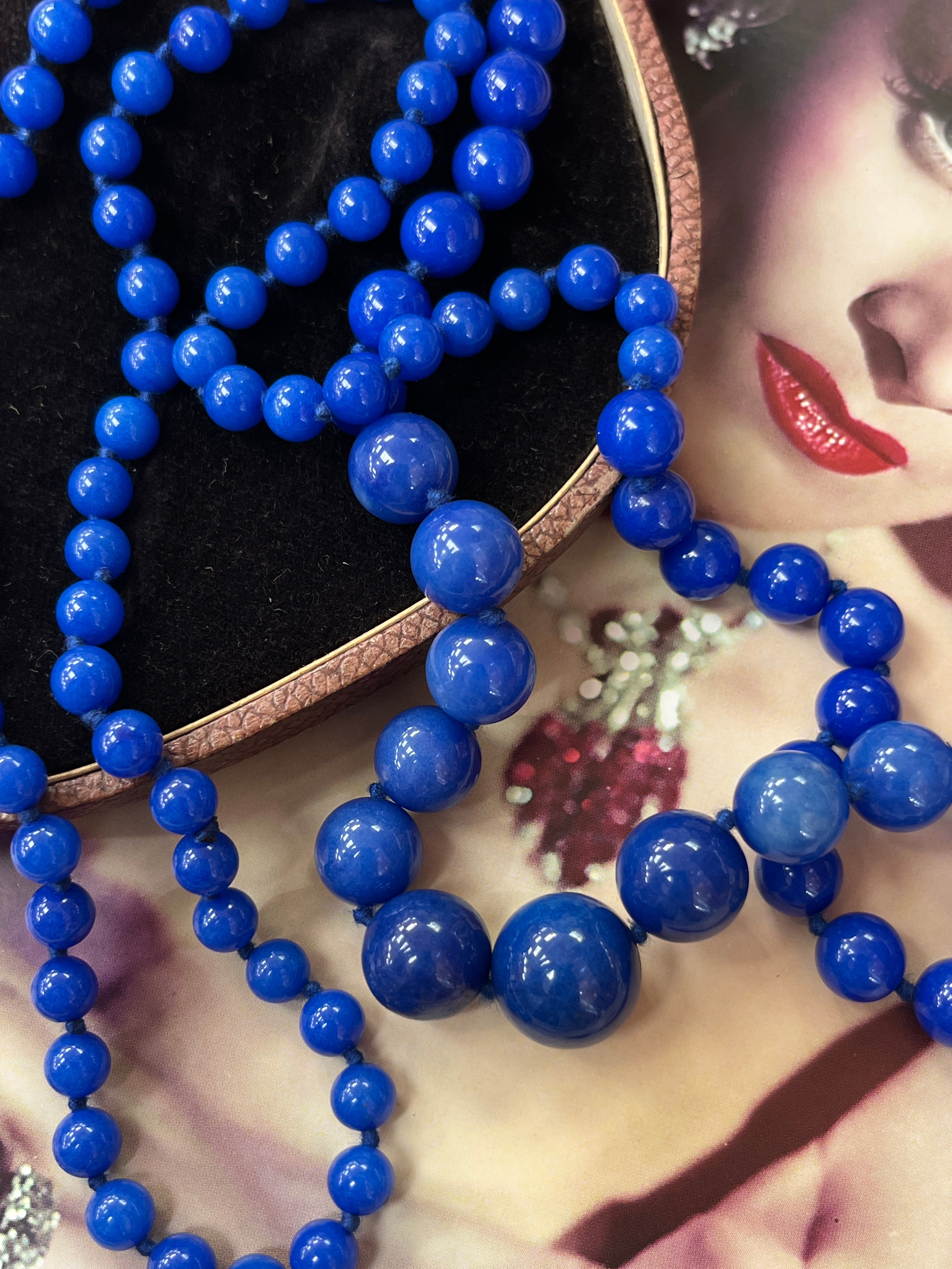 Vintage Beaded Blue Jasper Sphere Necklace