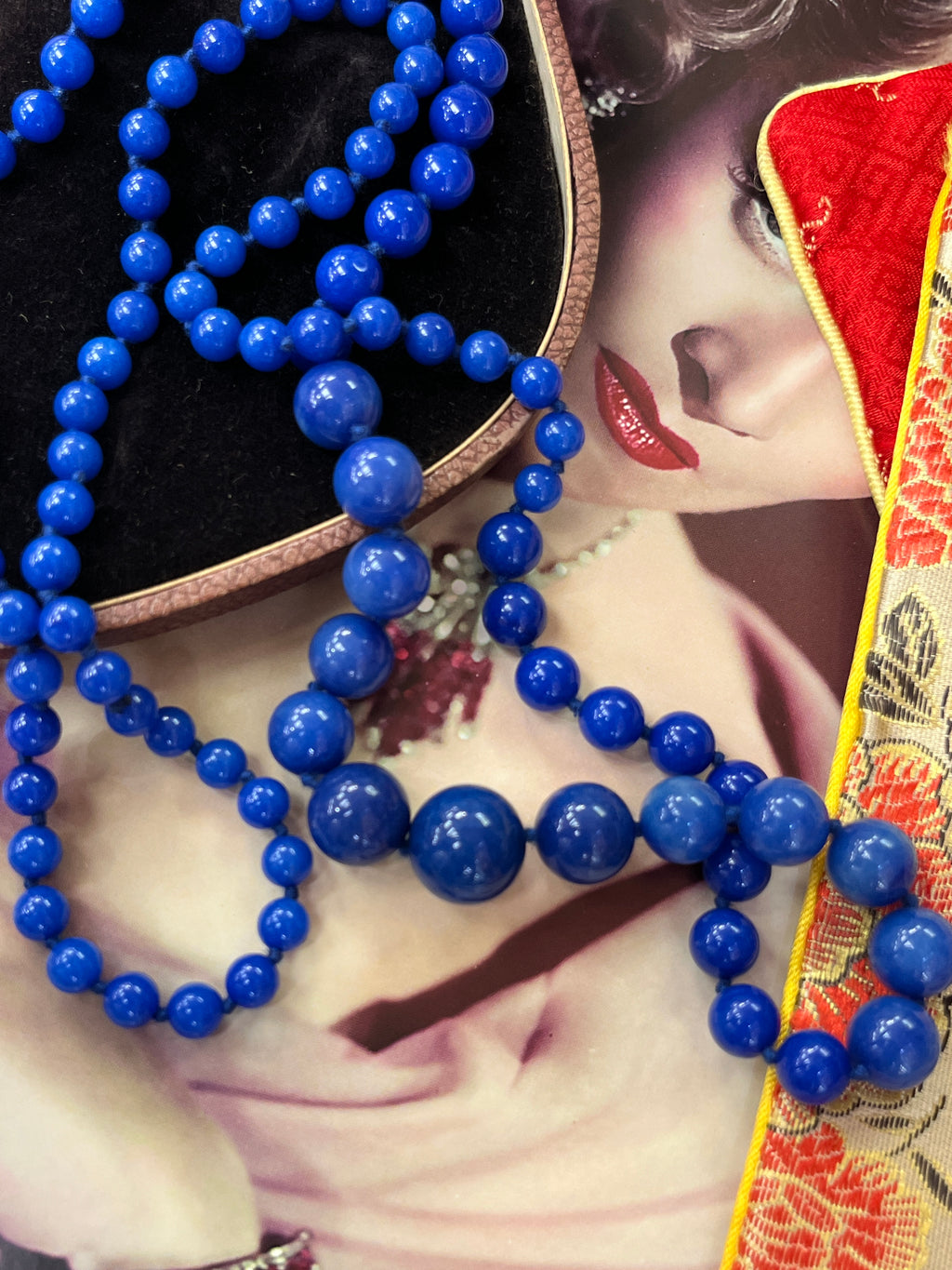 Vintage Beaded Blue Jasper Sphere Necklace
