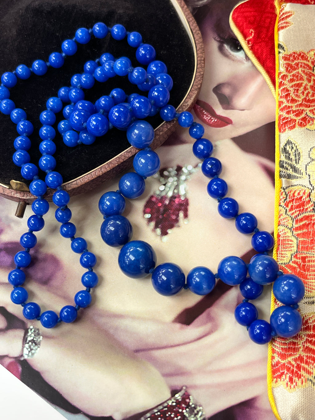 Vintage Beaded Blue Jasper Sphere Necklace
