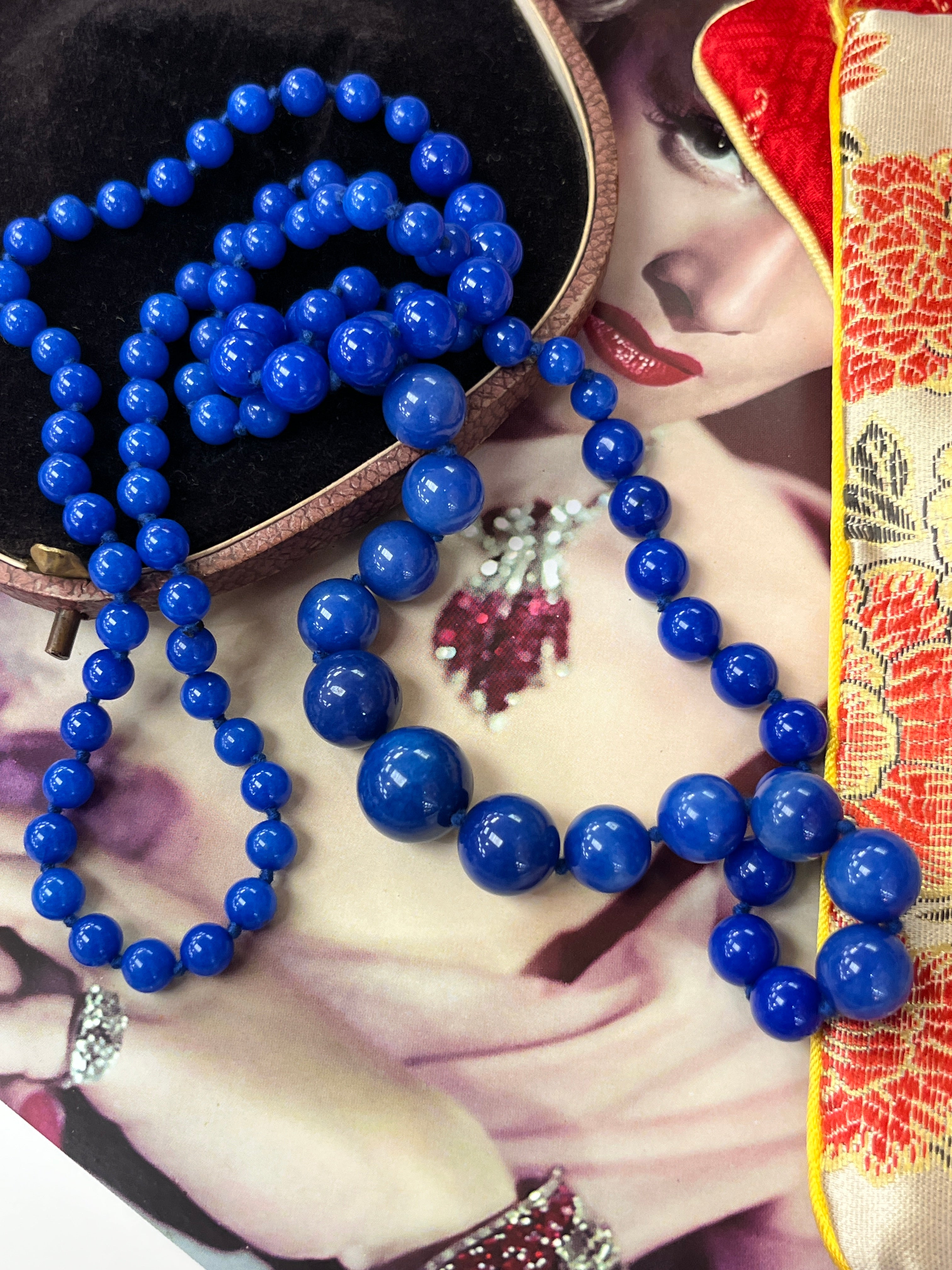 Vintage Beaded Blue Jasper Sphere Necklace