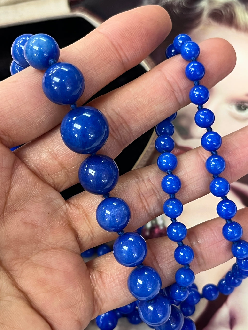 Vintage Beaded Blue Jasper Sphere Necklace