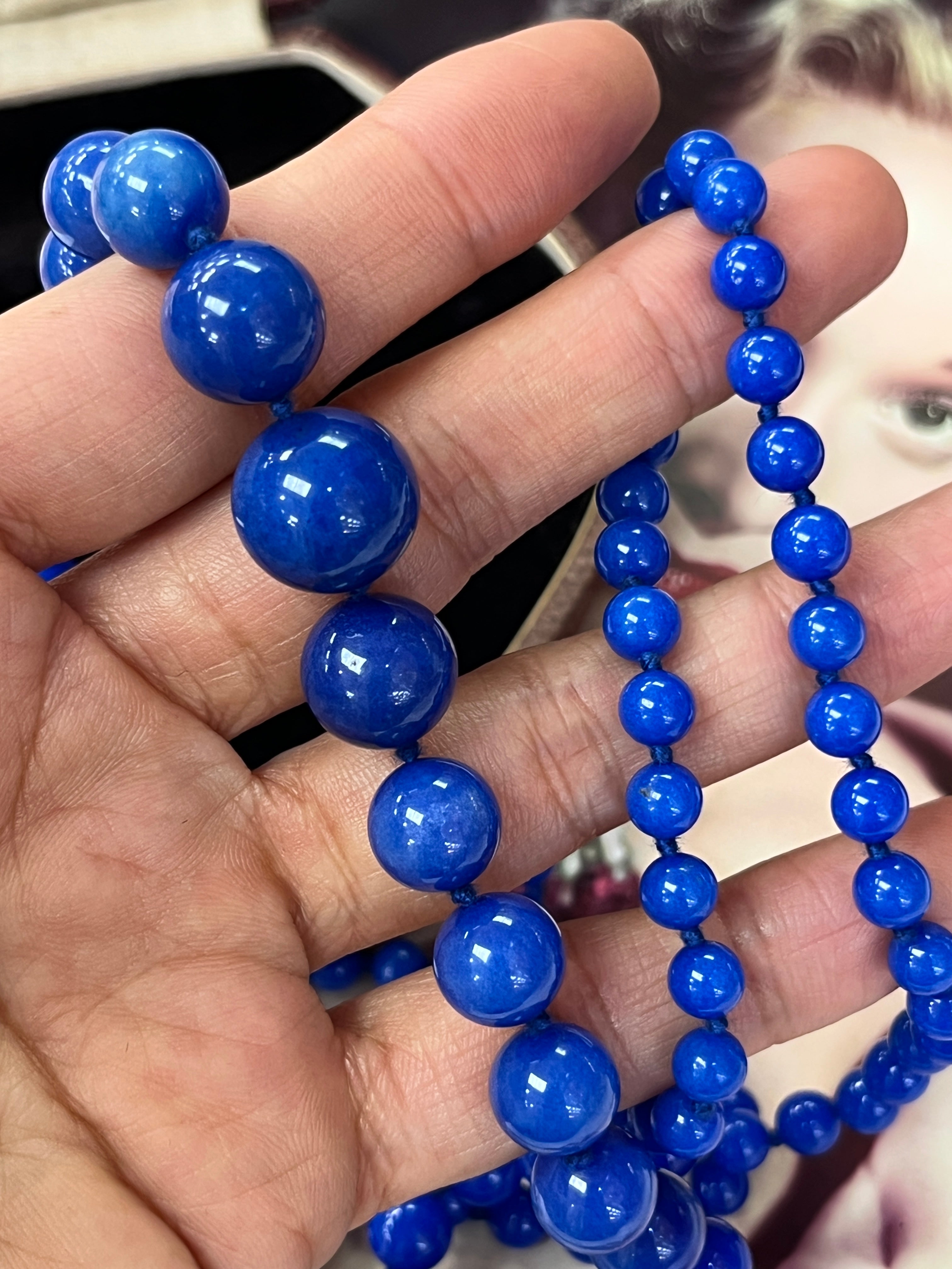 Vintage Beaded Blue Jasper Sphere Necklace