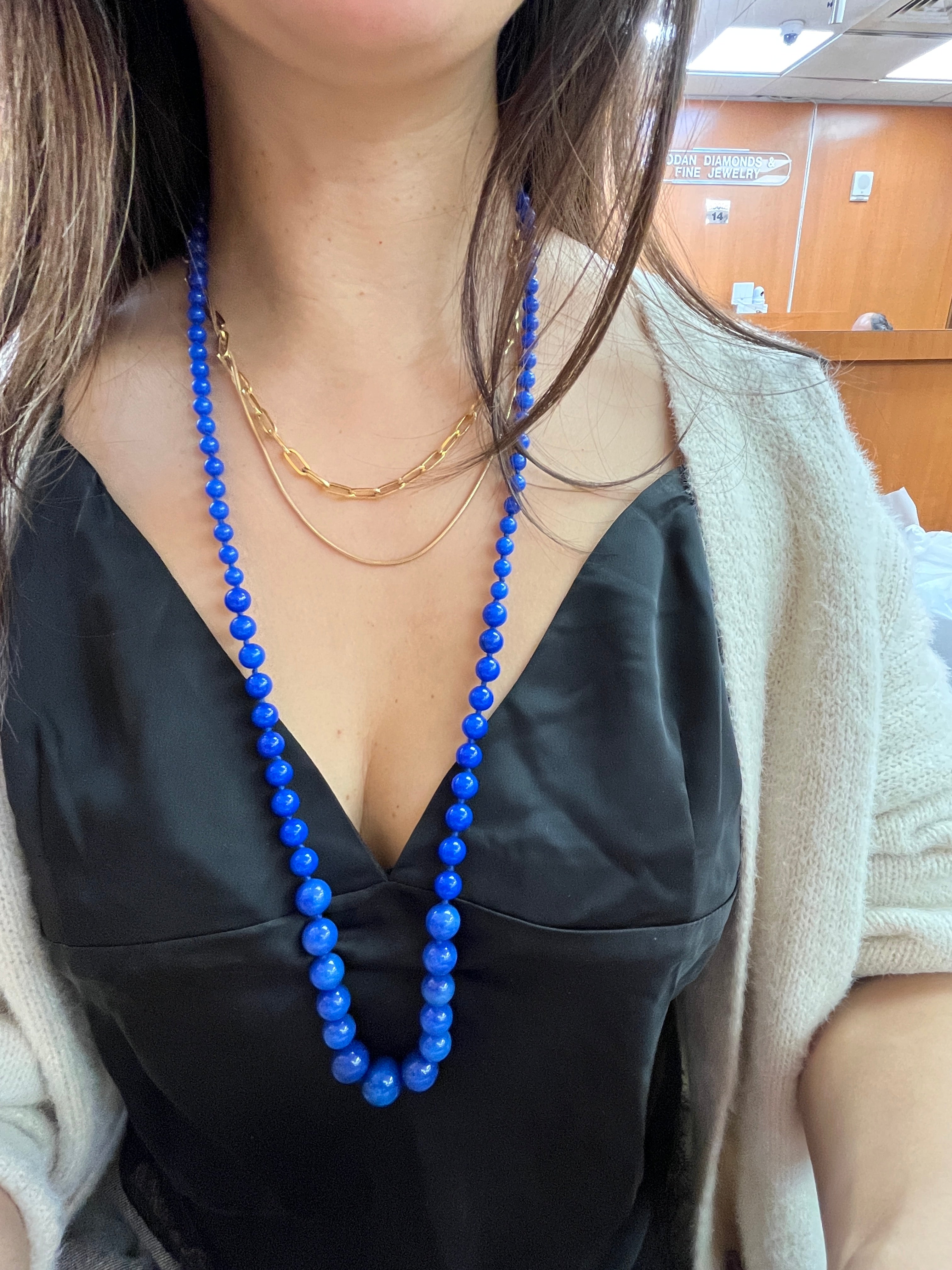 Vintage Beaded Blue Jasper Sphere Necklace