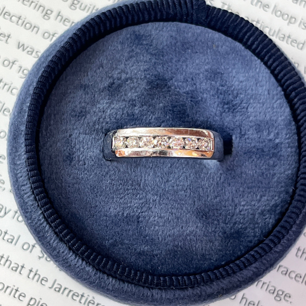 Vintage Platinum Seven Diamonds Band