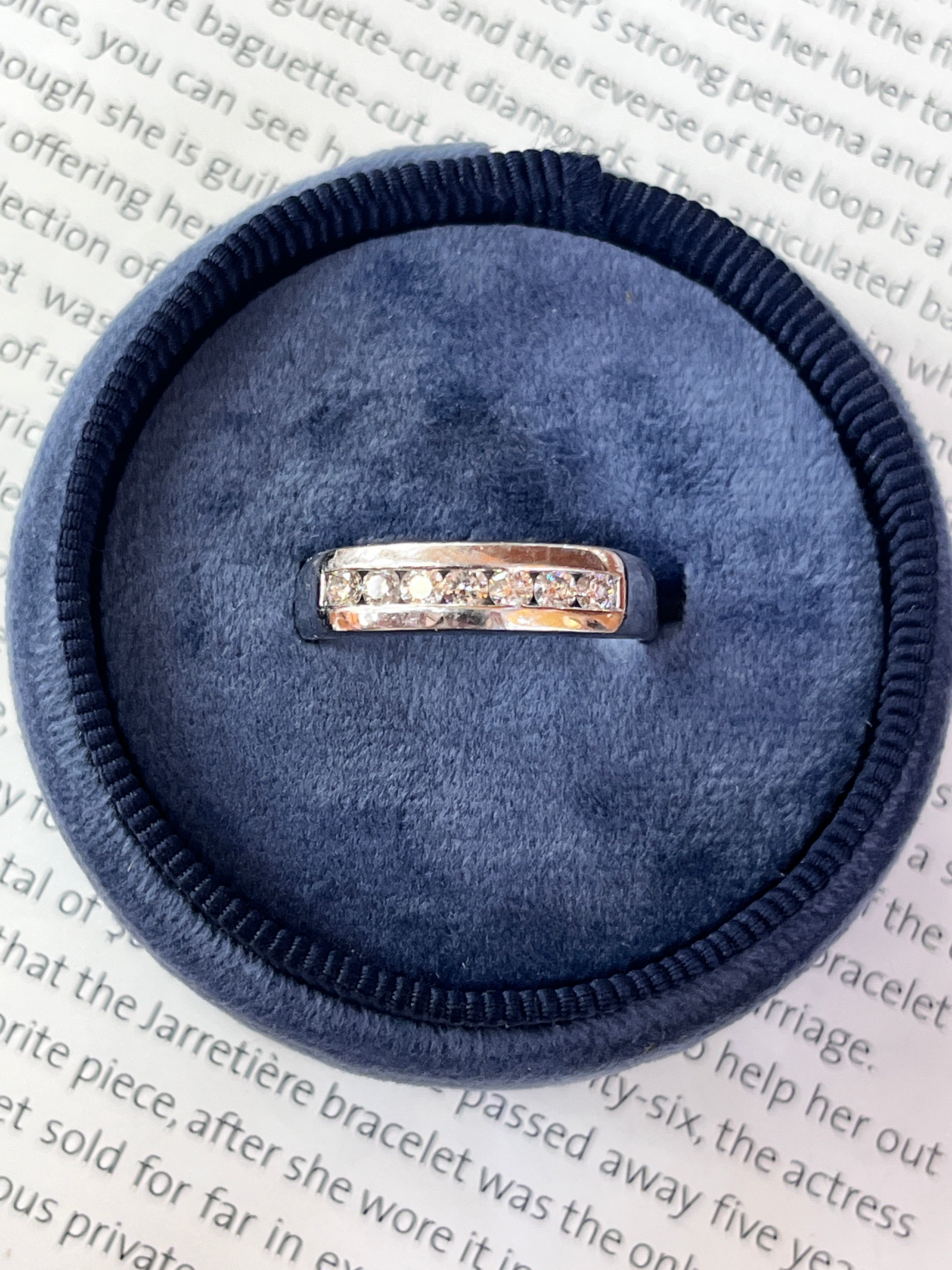 Vintage Platinum Seven Diamonds Band