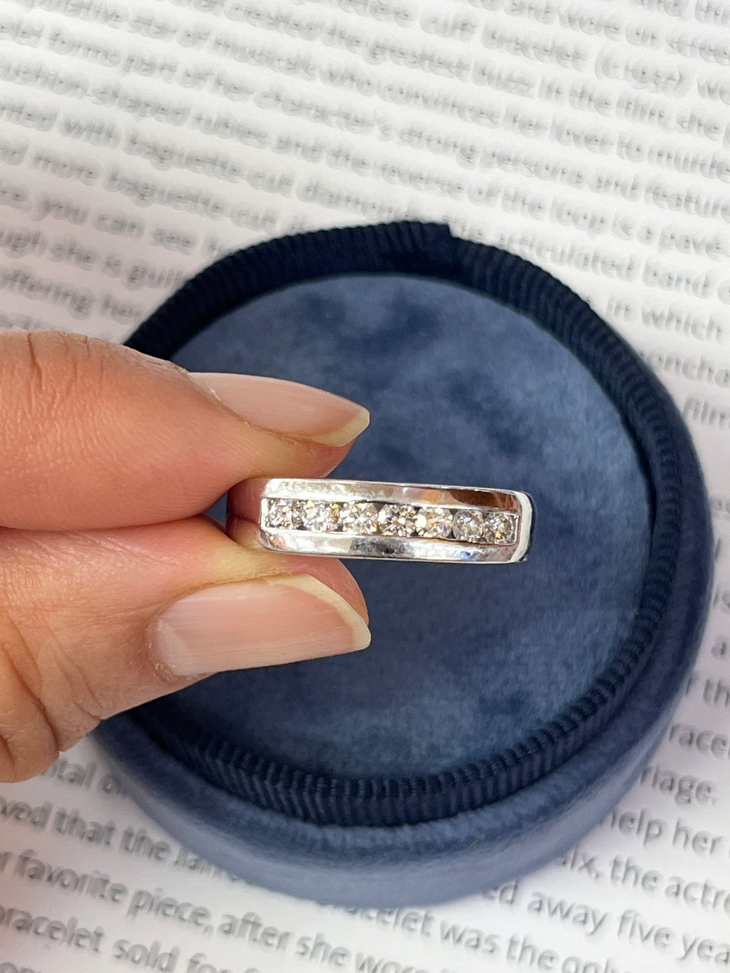 Vintage Platinum Seven Diamonds Band
