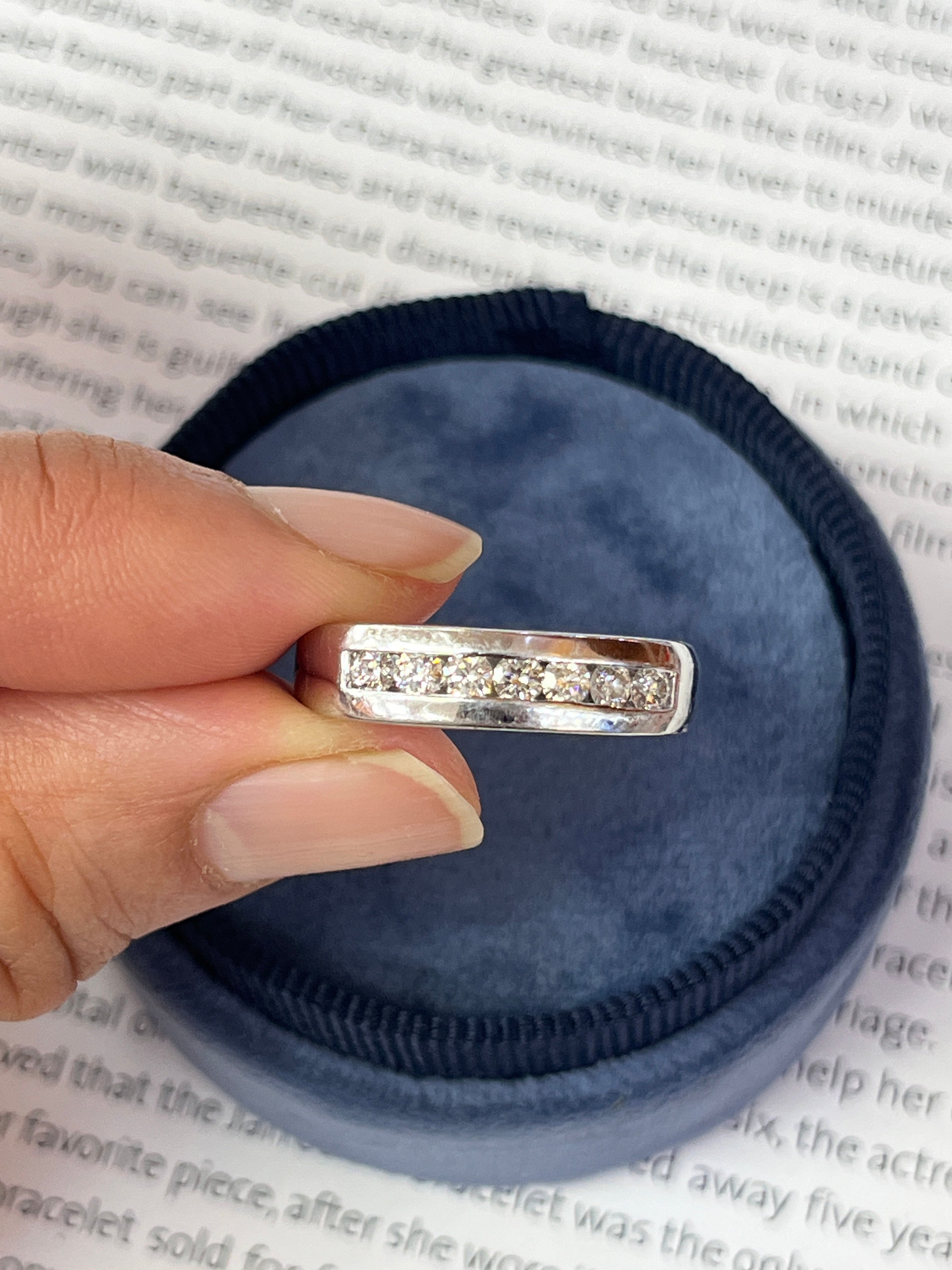 Vintage Platinum Seven Diamonds Band