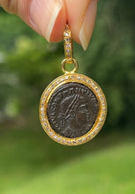 Load image into Gallery viewer, Vintage 18K Yellow Gold Antique Roman Coin Medallion Charm
