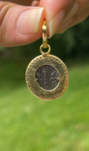 Load image into Gallery viewer, Vintage 18K Yellow Gold Antique Roman Coin Medallion Charm
