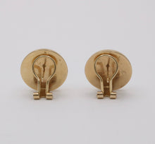 Load image into Gallery viewer, Vintage 14K Yellow Gold Turquoise Button Clip On  Earrings
