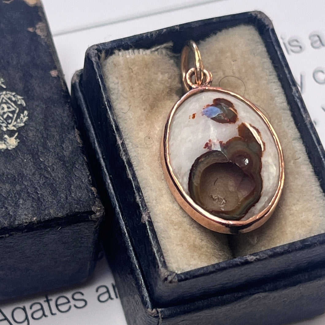 Vintage 14K Rose Gold Gobi Agate Charm