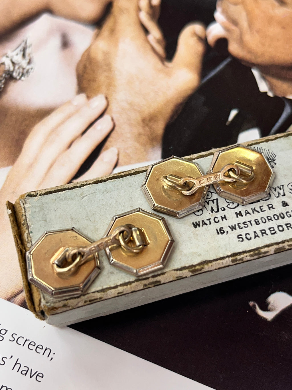 Art Deco Style Mother Of Pearl Metal Cufflinks