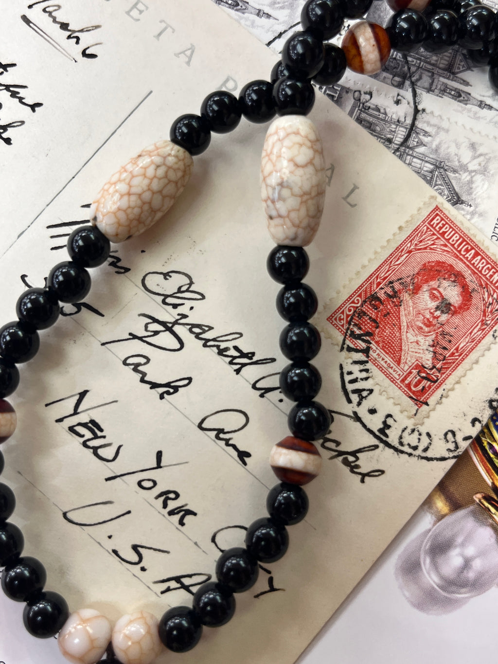 Vintage Tibetan Agate Dzi Style Pendant Necklace