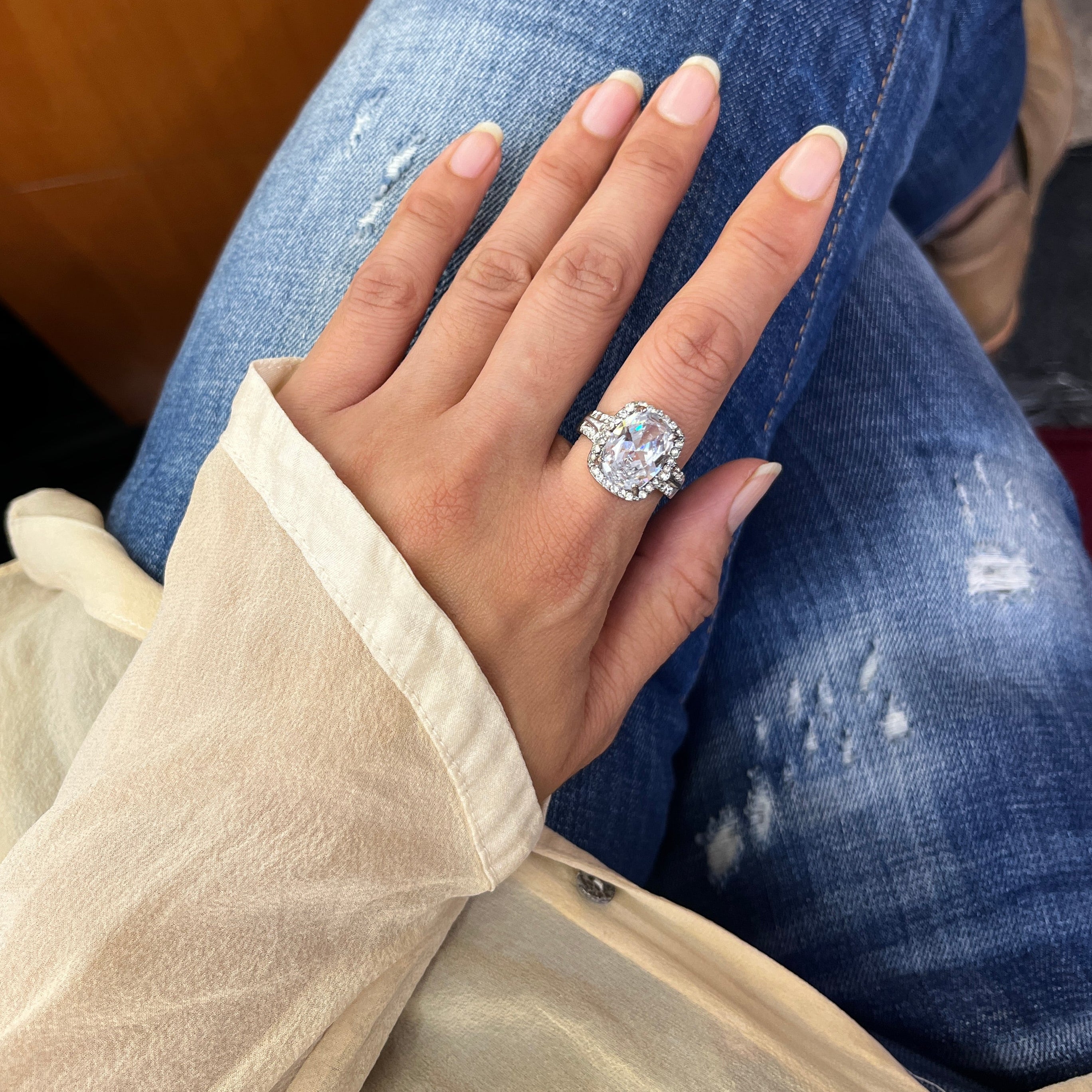 Vintage Sterling Silver Cubic Zirconia Statement Ring