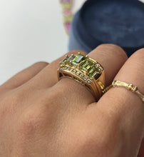 Load image into Gallery viewer, Vintage 14K Yellow Gold Peridot &amp; DIamond Ring, Statement Ring
