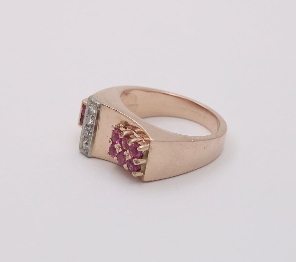 Vintage Retro 1940’s Ruby & Diamond Buckle Band