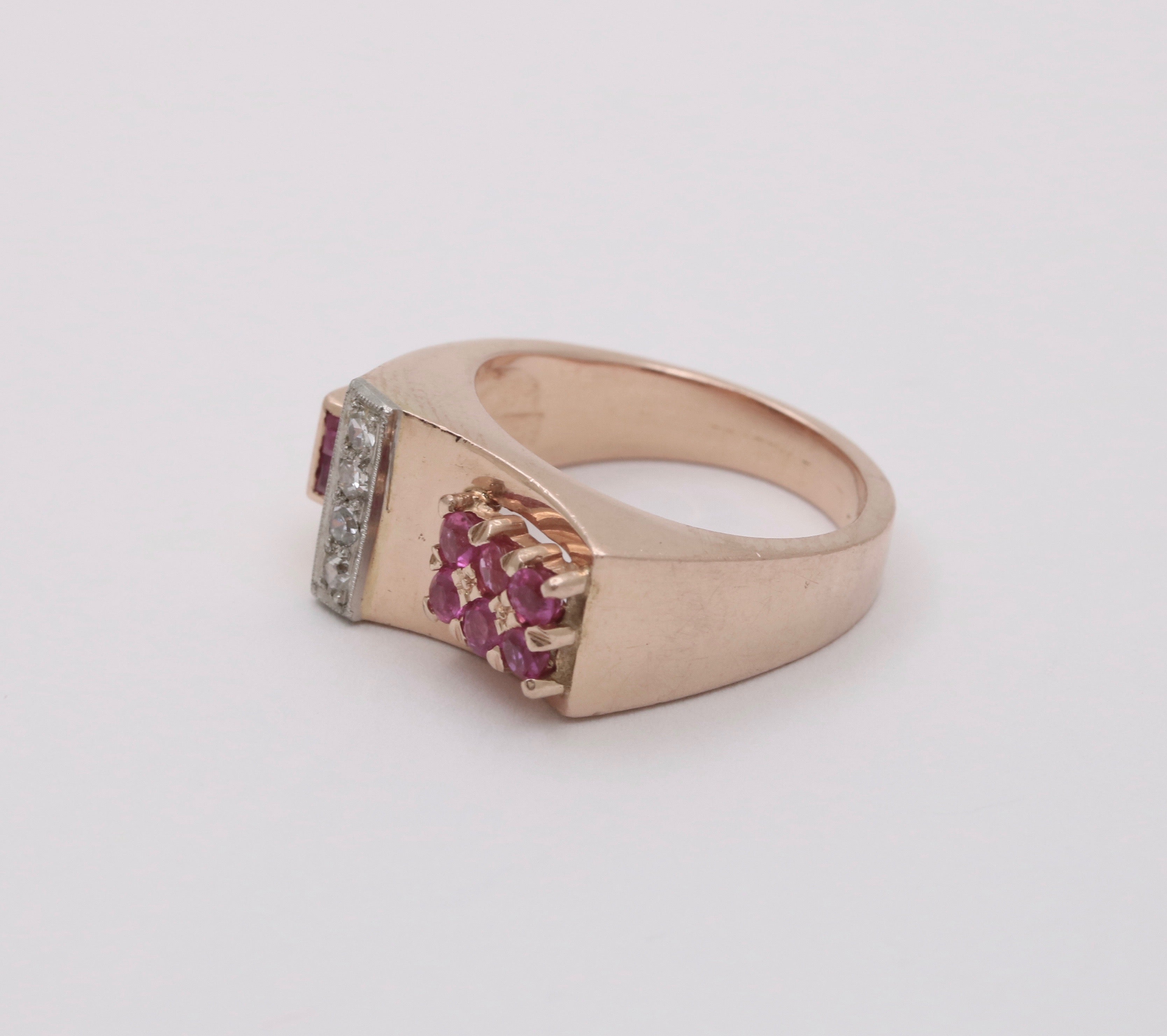 Vintage Retro 1940’s Ruby & Diamond Buckle Band