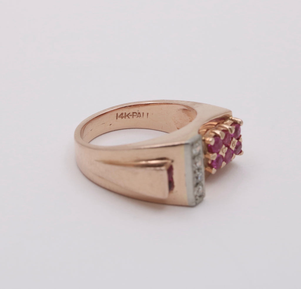 Vintage Retro 1940’s Ruby & Diamond Buckle Band