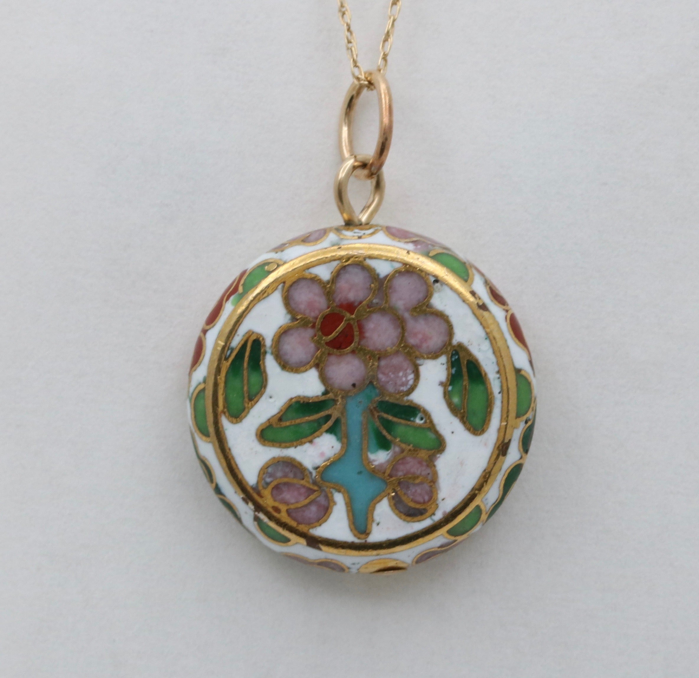 Vintage Cloisonne Flower Charm Pendant
