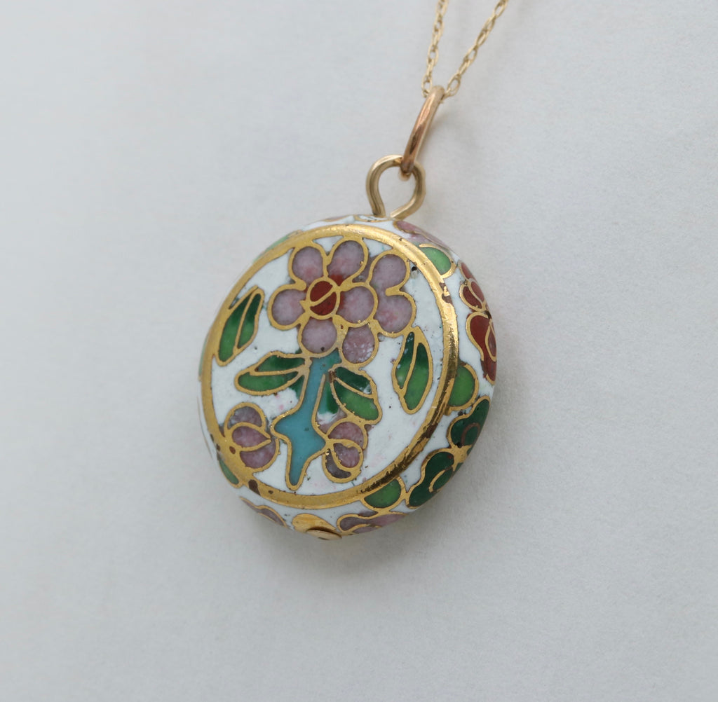 Vintage Cloisonne Flower Charm Pendant