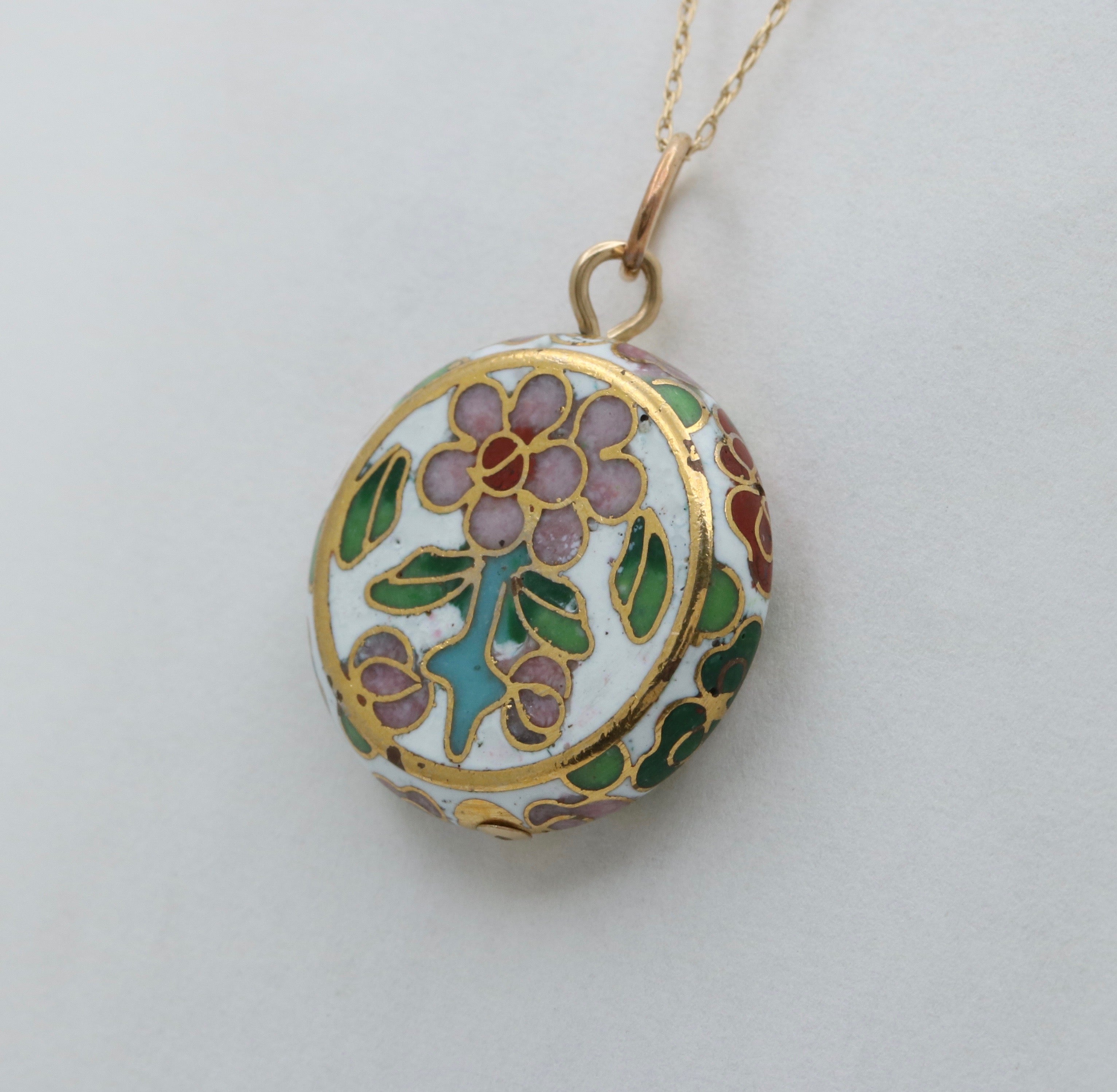 Vintage Cloisonne Flower Charm Pendant