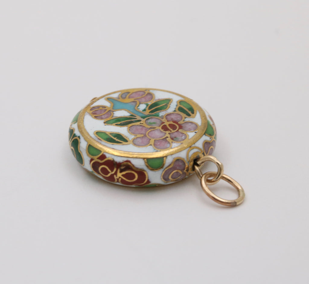 Vintage Cloisonne Flower Charm Pendant