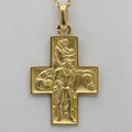 Vintage 18K Yellow Gold Mary & Jesus Cross Charm Pendant