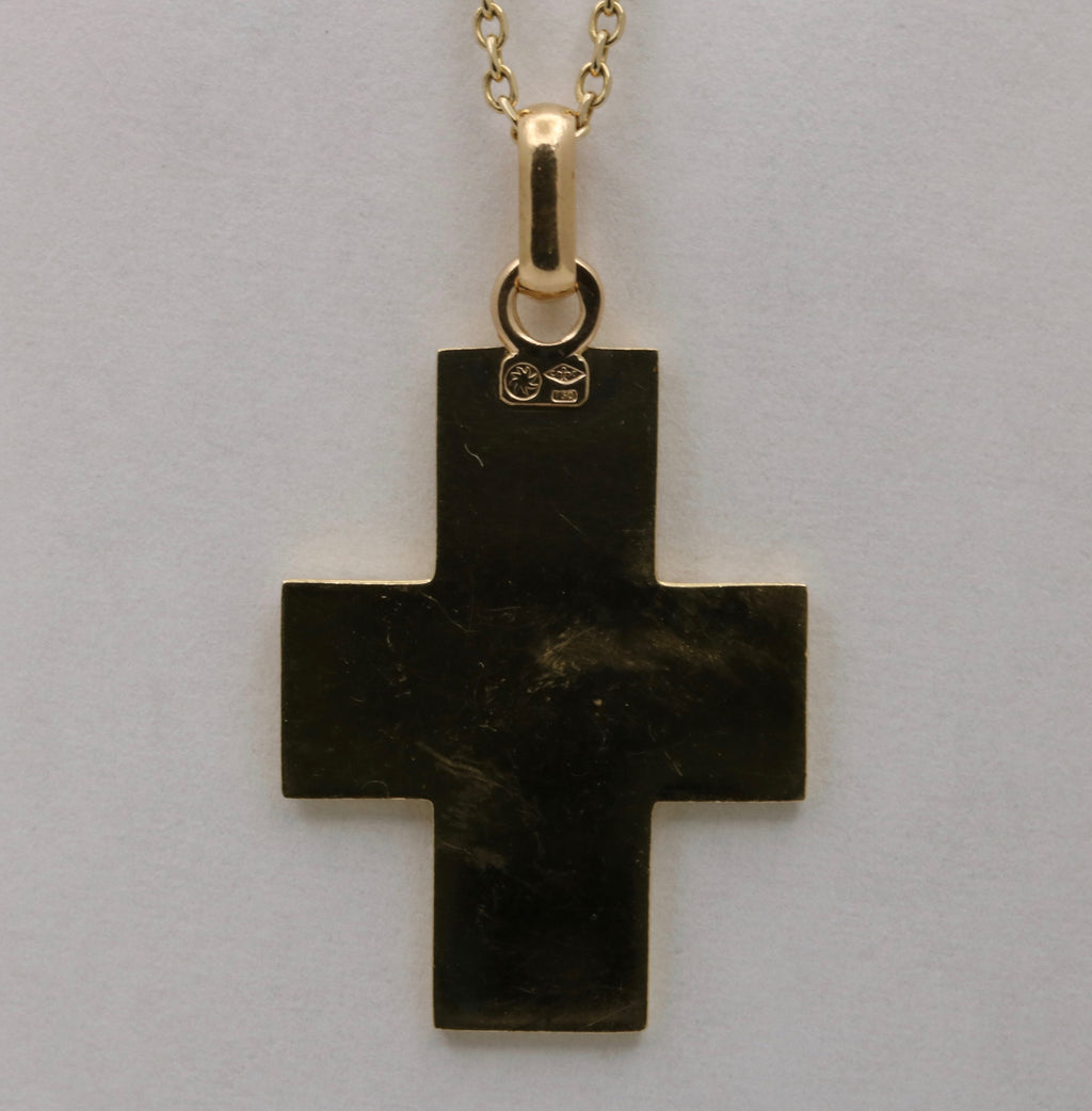 Vintage 18K Yellow Gold Mary & Jesus Cross Charm Pendant