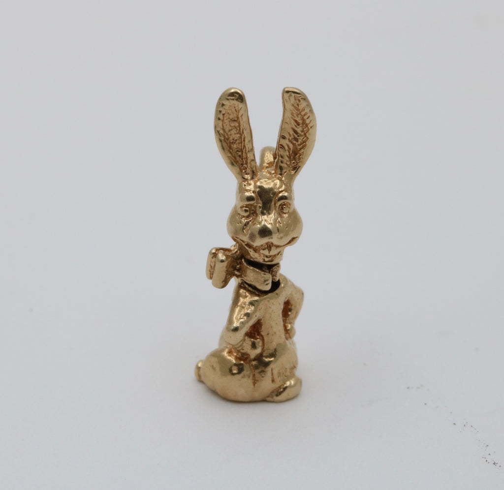Adorable 14k Yellow Gold Bunny Rabbit Charm
