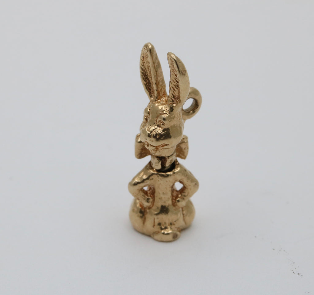 Adorable 14k Yellow Gold Bunny Rabbit Charm