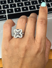 Load image into Gallery viewer, Vintage 18K White Gold Sapphire &amp; Diamond Alternative Engagement Ring
