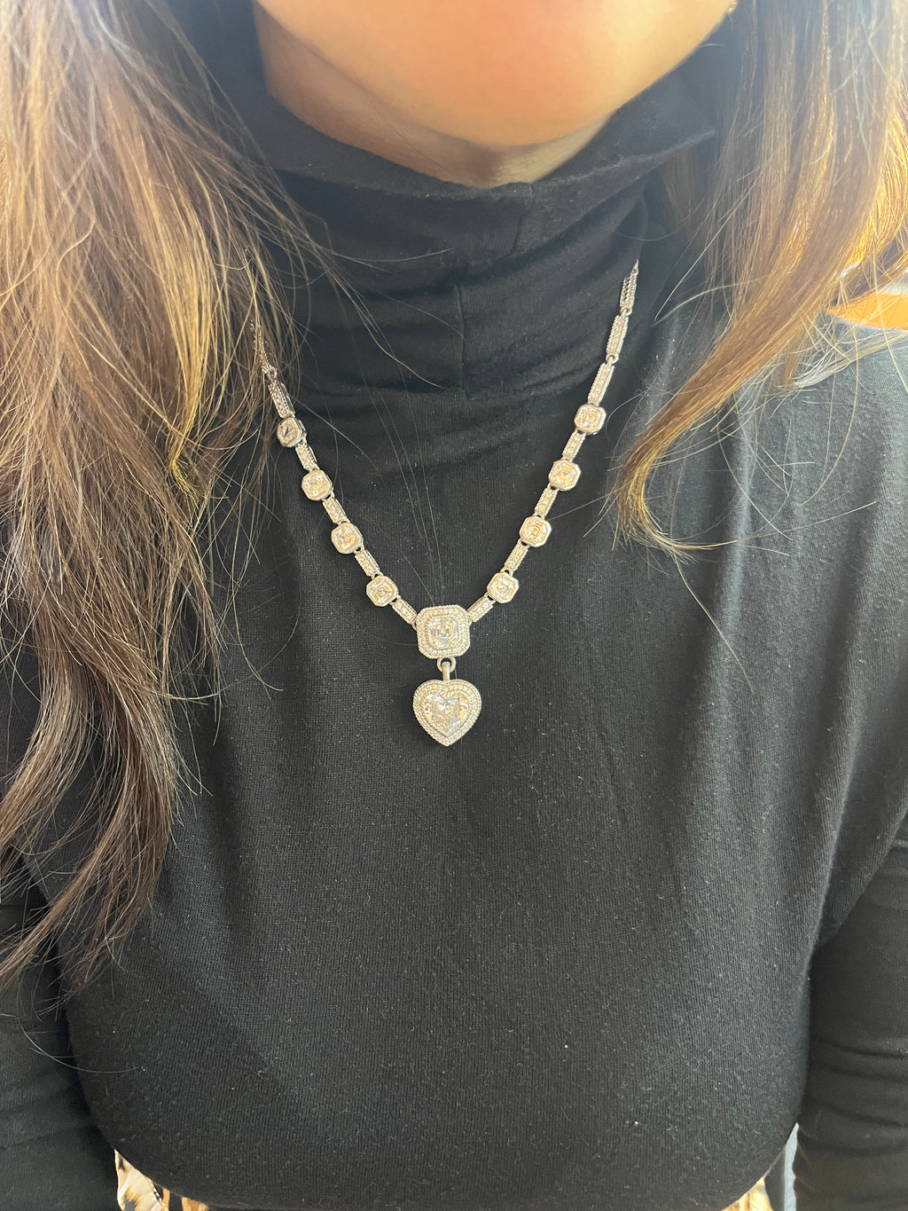 Judith Ripka Sterling Silver Heart Lavaliere Necklace