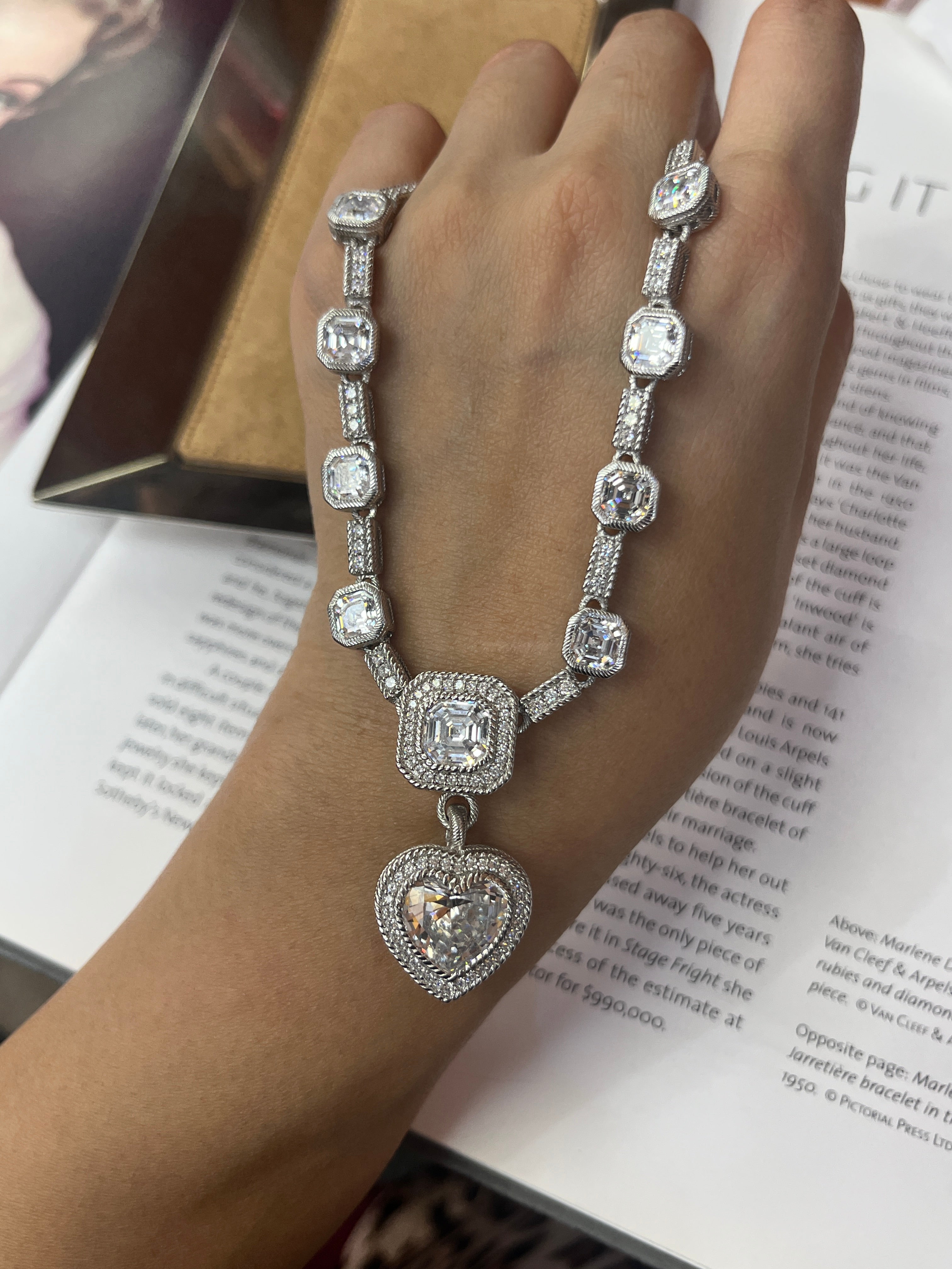 Judith Ripka Sterling Silver Heart Lavaliere Necklace