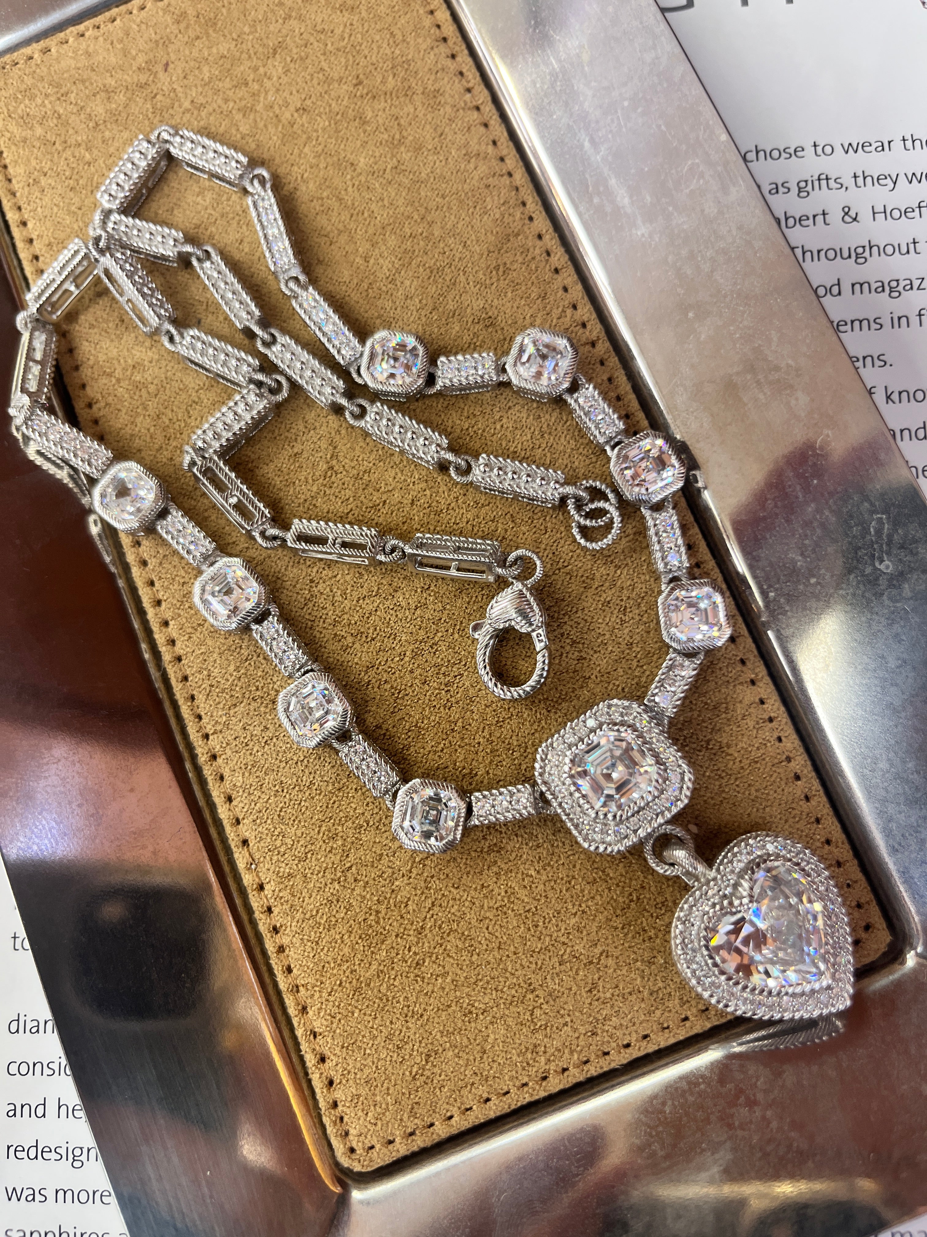 Judith Ripka Sterling Silver Heart Lavaliere Necklace