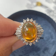 Load image into Gallery viewer, Vintage Platinum Fire Opal Diamond Ring, Statement Ring
