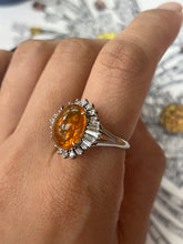 Load image into Gallery viewer, Vintage Platinum Fire Opal Diamond Ring, Statement Ring
