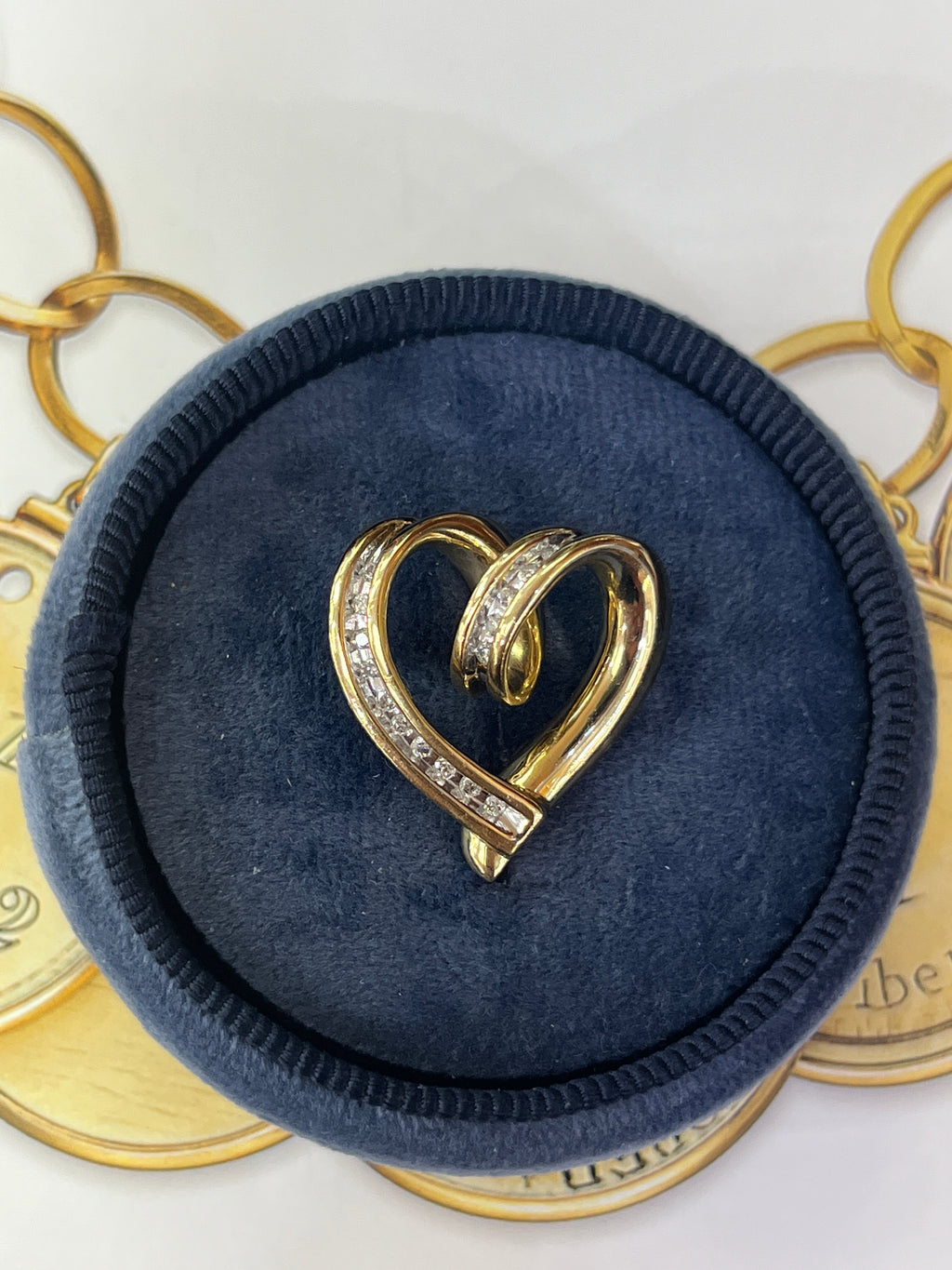 Vintage Reversible 14K Yellow Gold  Diamond & Ruby Heart Pendant