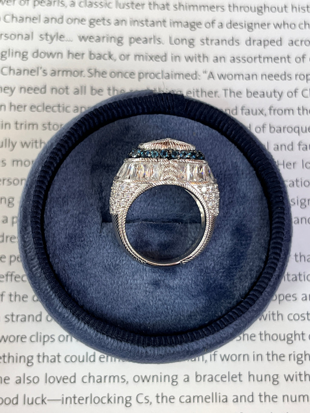 Judith Ripka Sterling Silver Heart London Blue Topaz Ring Band