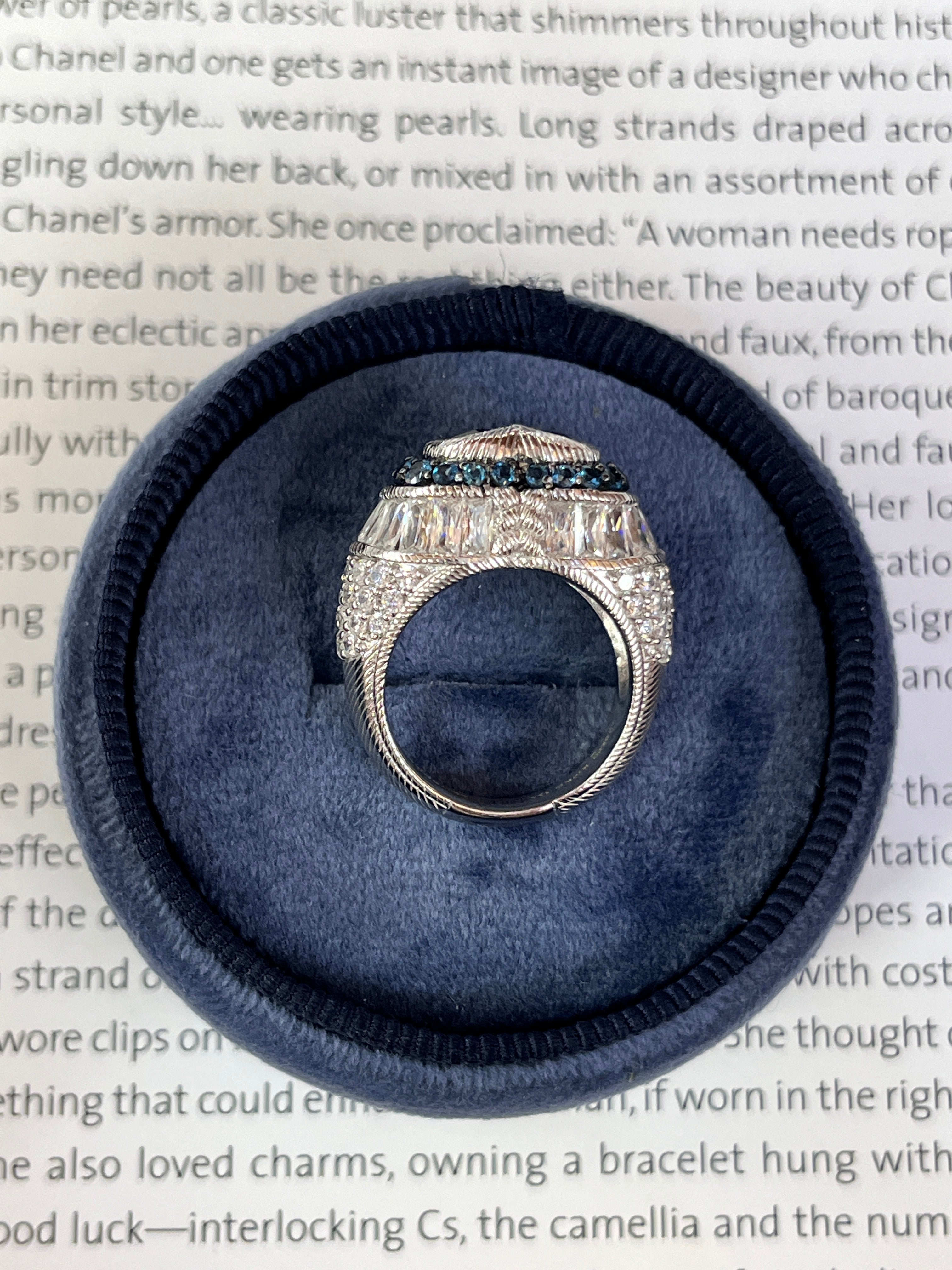 Judith Ripka Sterling Silver Heart London Blue Topaz Ring Band
