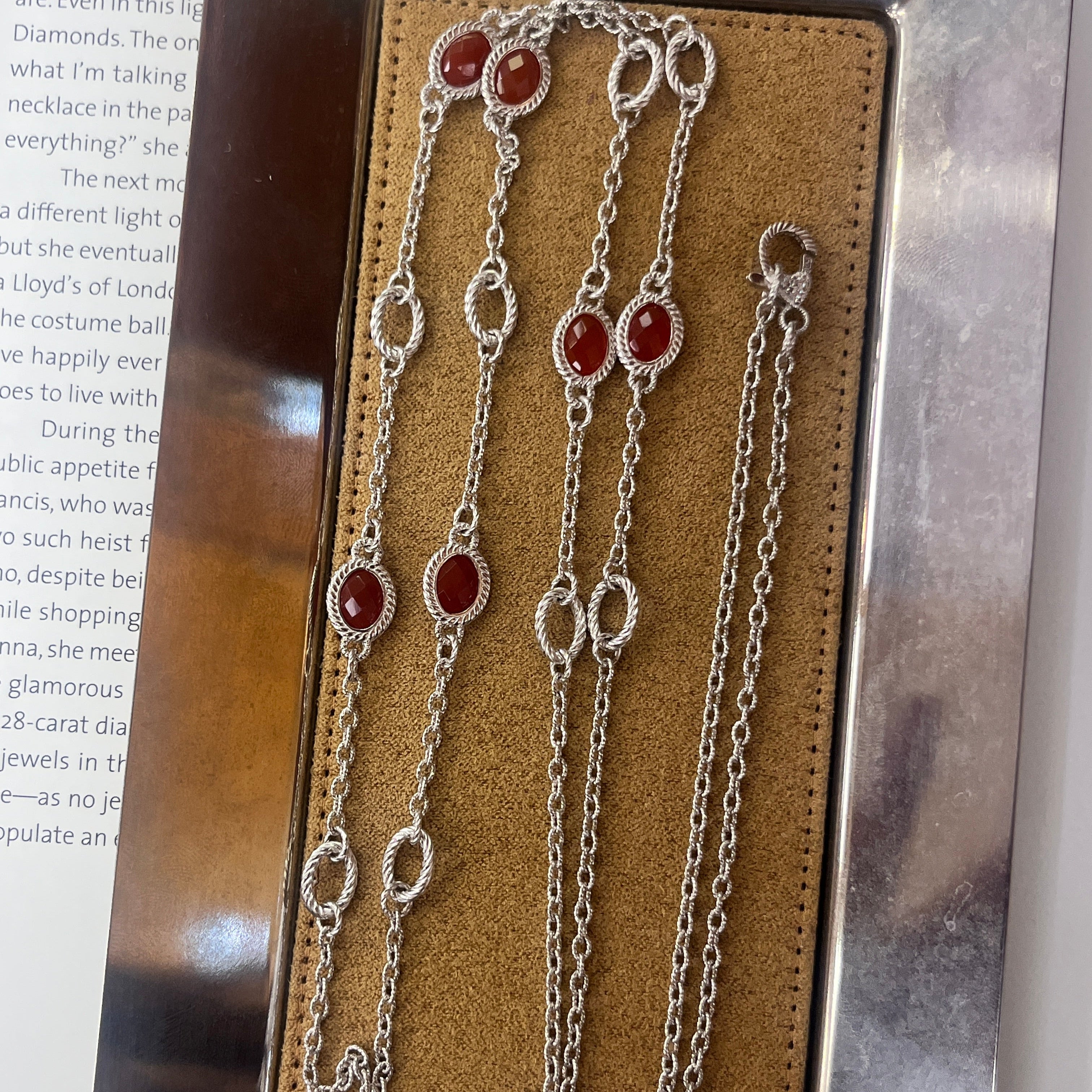 Judith Ripka Sterling Silver Verona Gemstone Station Necklace.